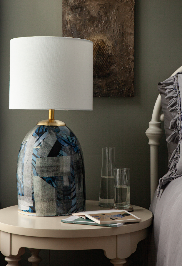 Blue Wave Decoupage Lamp