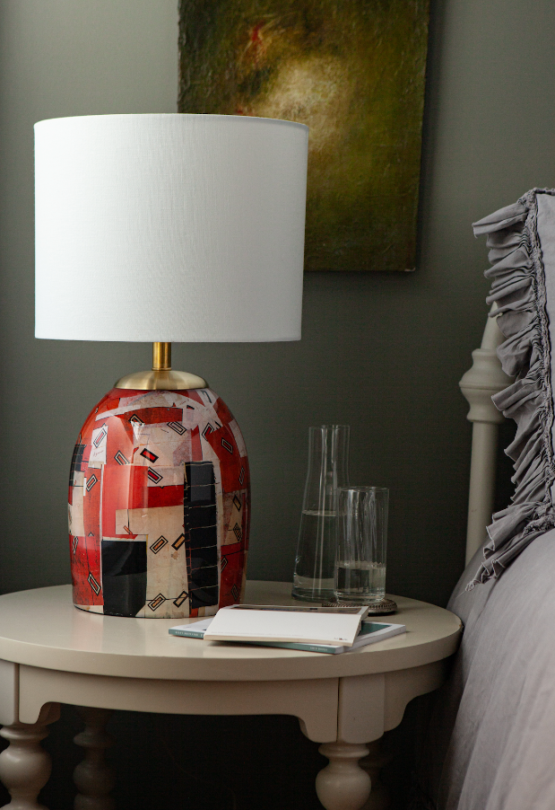 Red & Black Decoupage Lamp