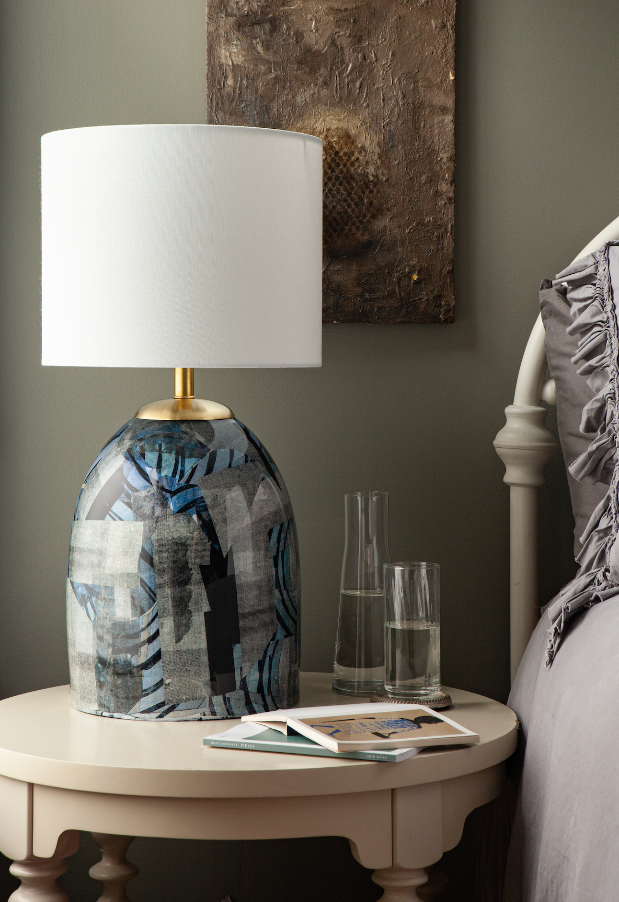 Blue Wave Decoupage Lamp