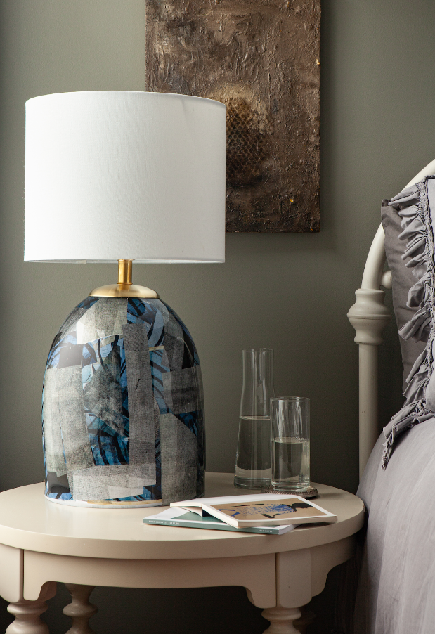 Blue Wave Decoupage Lamp