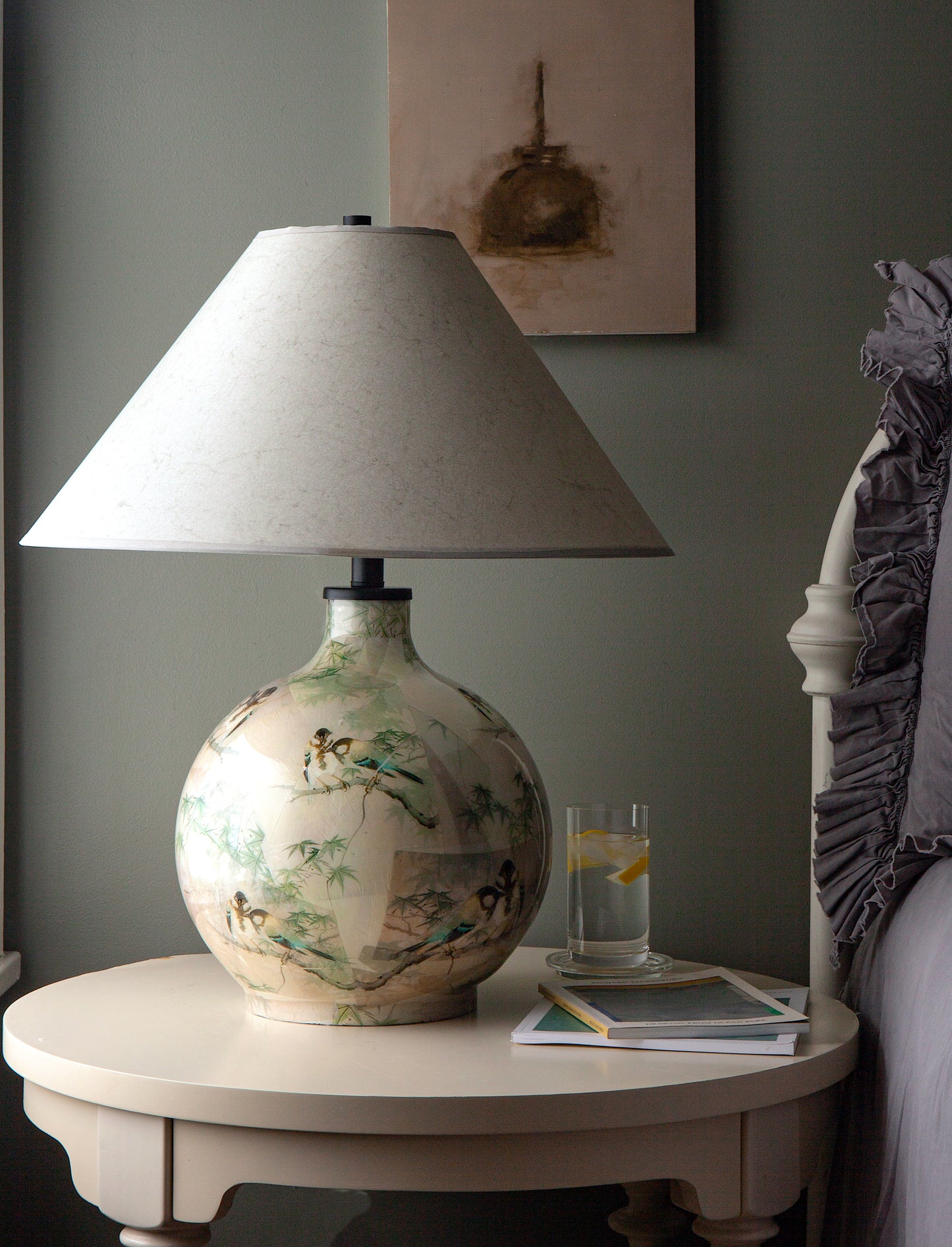 Great tits on maple branch Decoupage Lamp