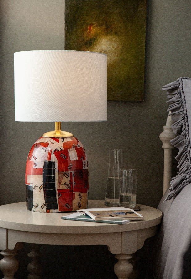 Red & Black Decoupage Lamp