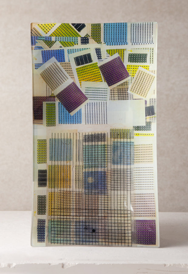 Purple Grid Decoupage Plate