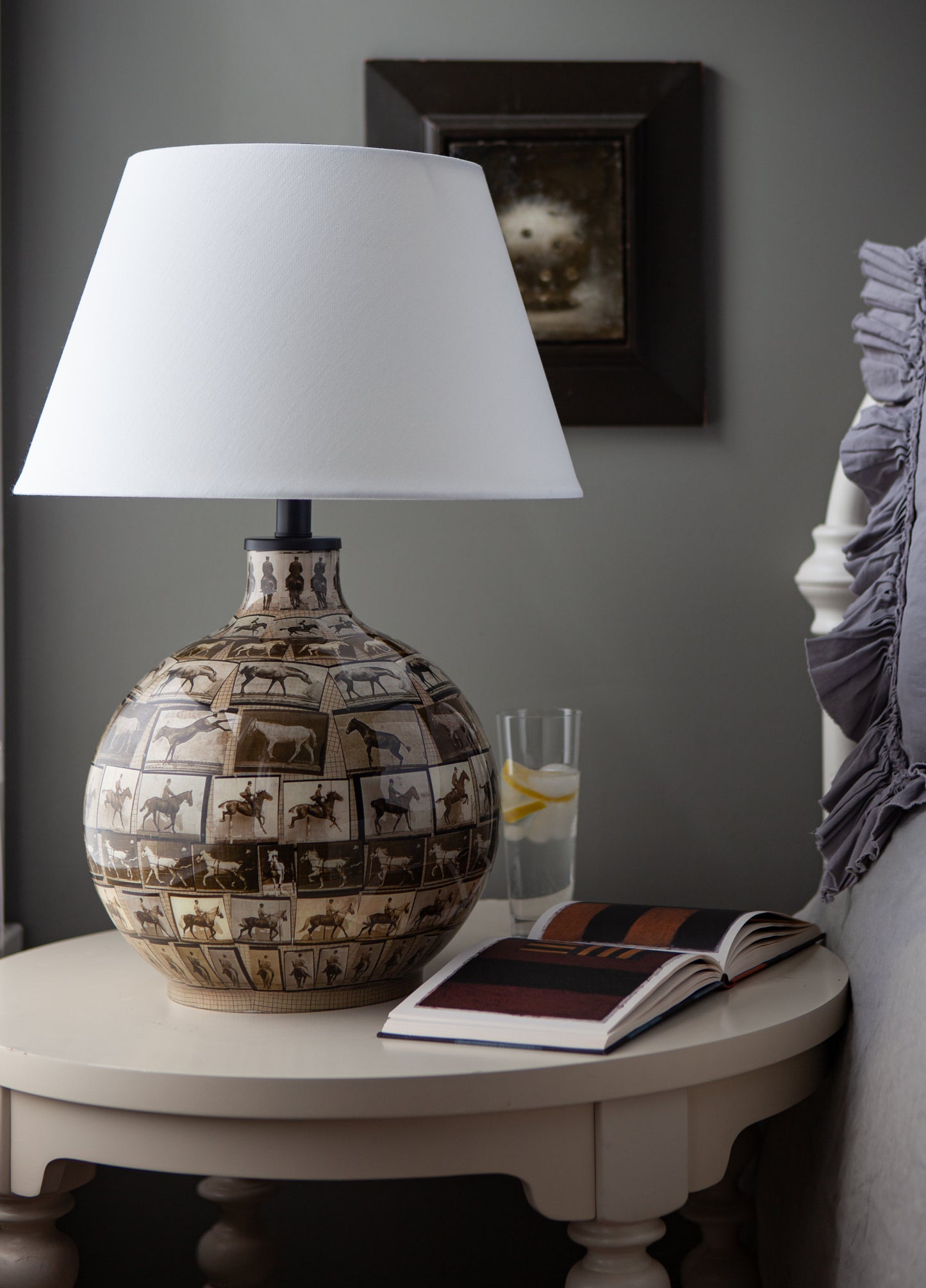 Horses In Motion Decoupage Lamp