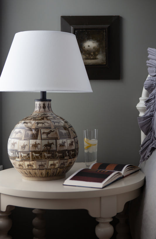 Horses In Motion Decoupage Lamp