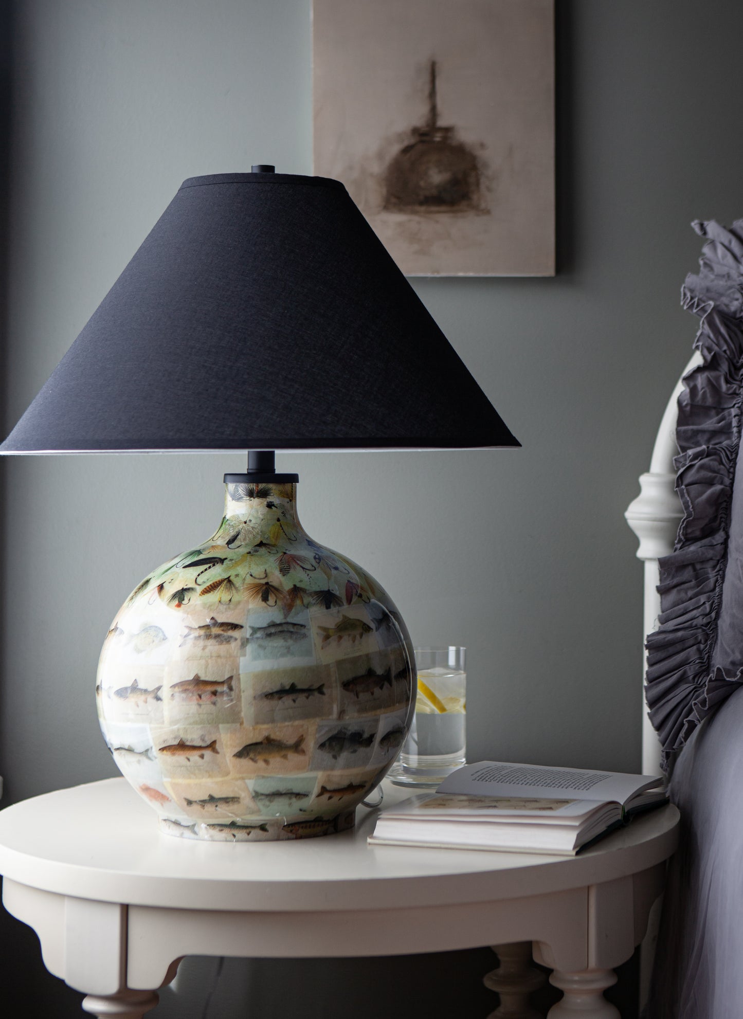 Fish and Flies Decoupage Lamp