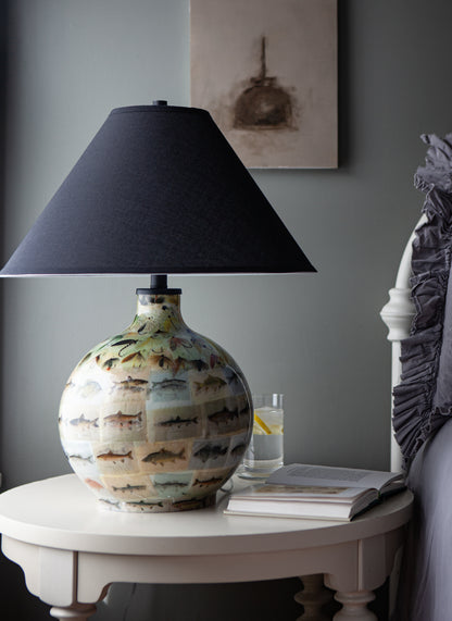 Fish and Flies Decoupage Lamp