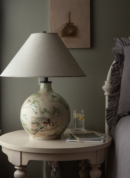 Great tits on maple branch Decoupage Lamp