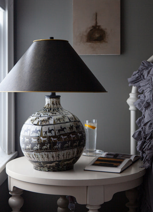 Horses In Motion ll Decoupage Lamp