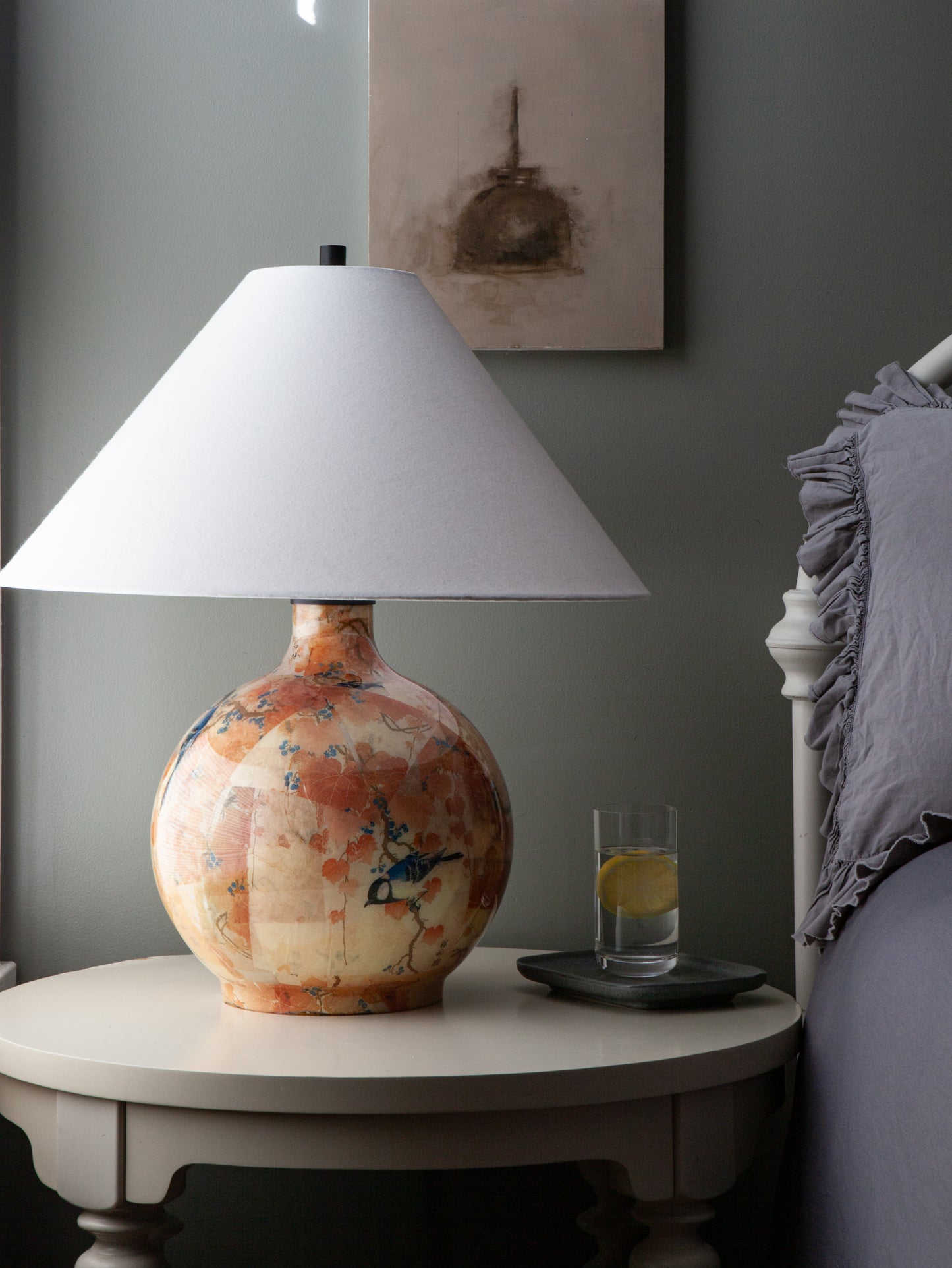 Great tit on paulownia branch Decoupage Lamp
