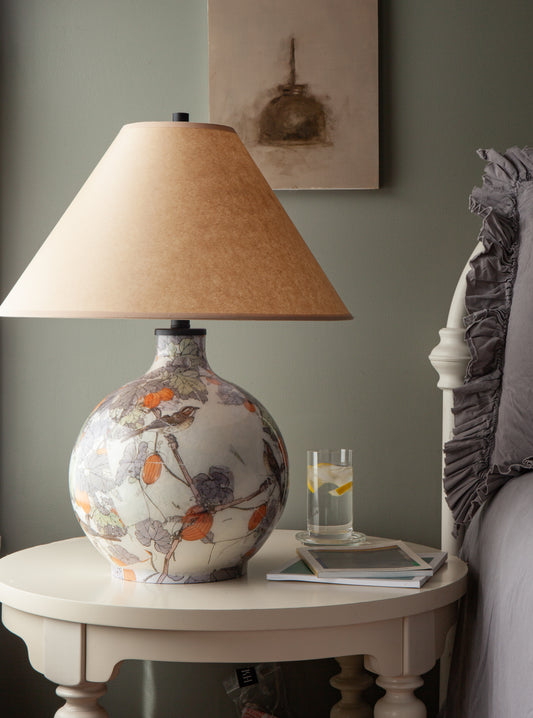Birds and Orange Lanterns  Decoupage Lamp